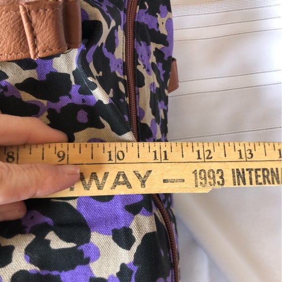 Purple Leopard Print Canvas and Faux Leather Overnight Bag - Picture 8 of 16